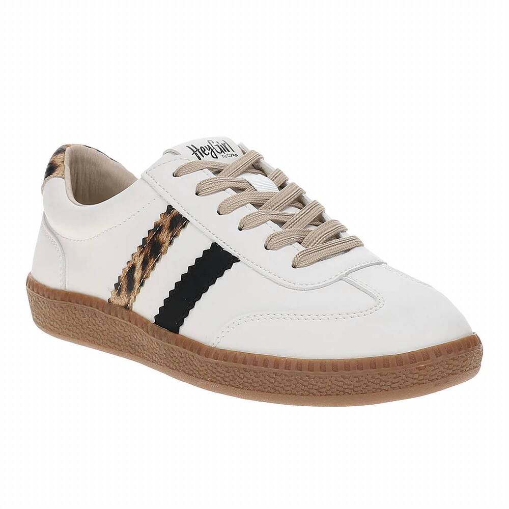 NEW CORKYS FOOTWEAR women's heads up sneakers in white leopard combo